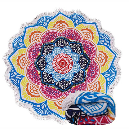 Microfiber Beach Towel Hand-Painted Mandala Beach Towel Cushion