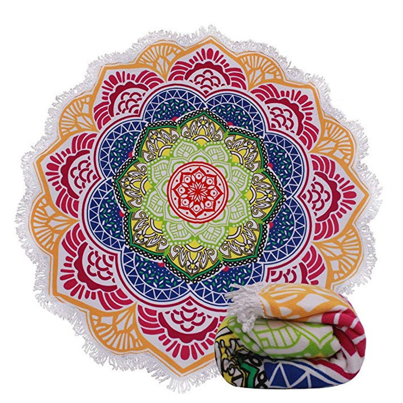 Microfiber Beach Towel Hand-Painted Mandala Beach Towel Cushion