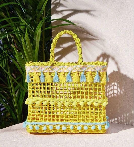 Ladies Straw Woven Tote Bag, Simple Everyday Handbag