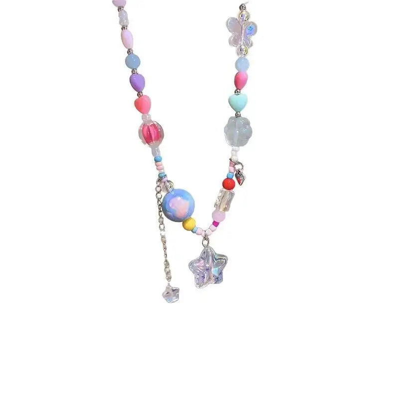 Boho Candy Star Beaded Chain Necklace - Colourful  Vacation Accessory